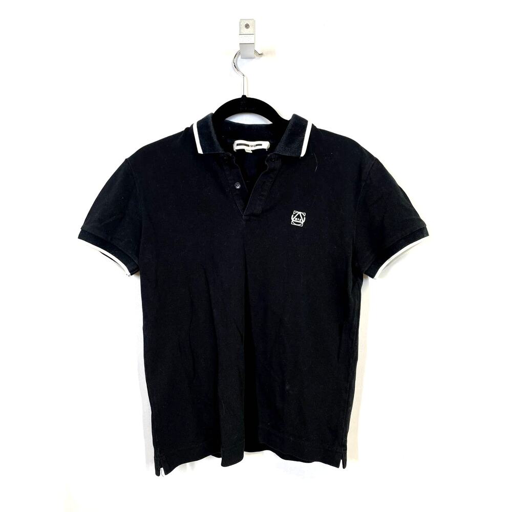 MCQ ALEXANDER MCQUEEN Pique Knit Short Sleeve Polo Shirt Black Women's S